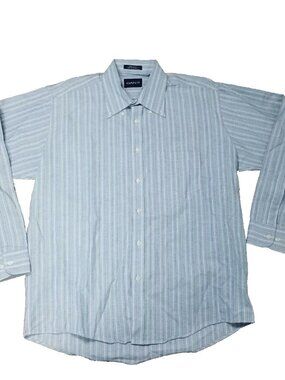 VINTAGE GANT Shirt Mens 16.5 34-35 Large Button Down Blue Wrinkle Striped 90s
